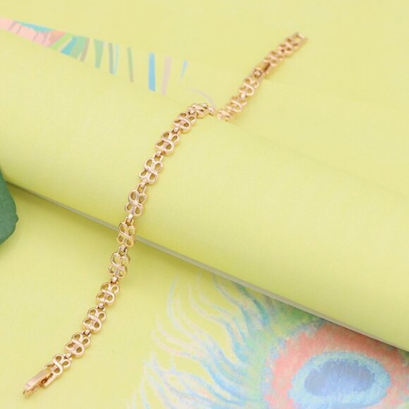 "Rose Gold Plated Heart Link Chain Bracelet in High Quality Brass, XPBL1089 - Picture 11 of 12